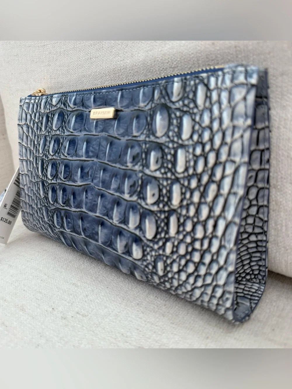 Brahmin Daisy Clutch Wristlet Bellbottom Blue Ombre Melbourne Leather